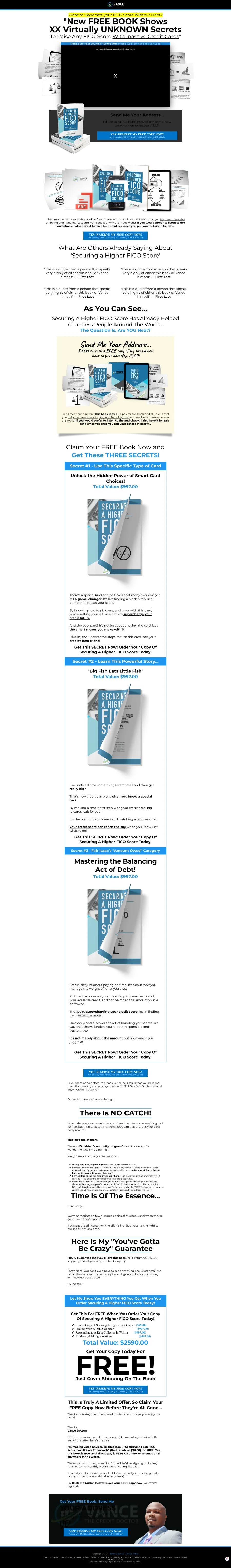 Securing a Higher FICO Score free book funnel