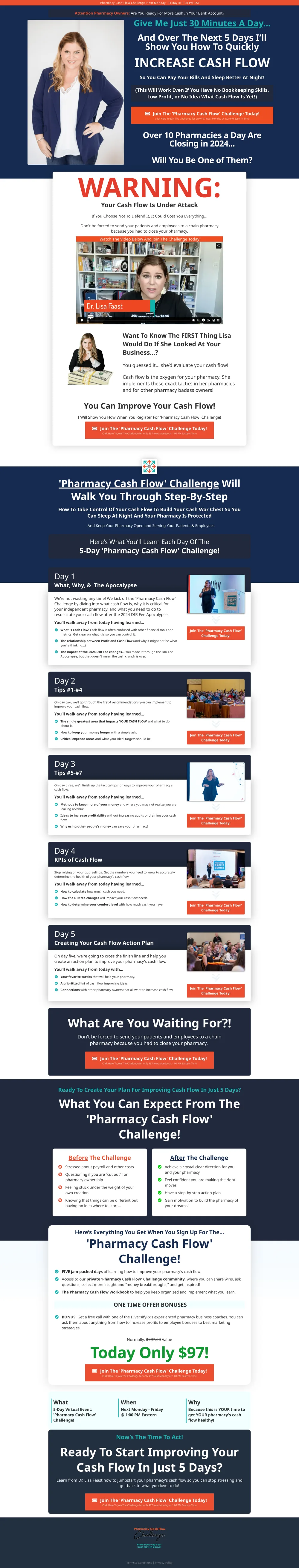 Pharmacy Cash Flow Challenge registration funnel