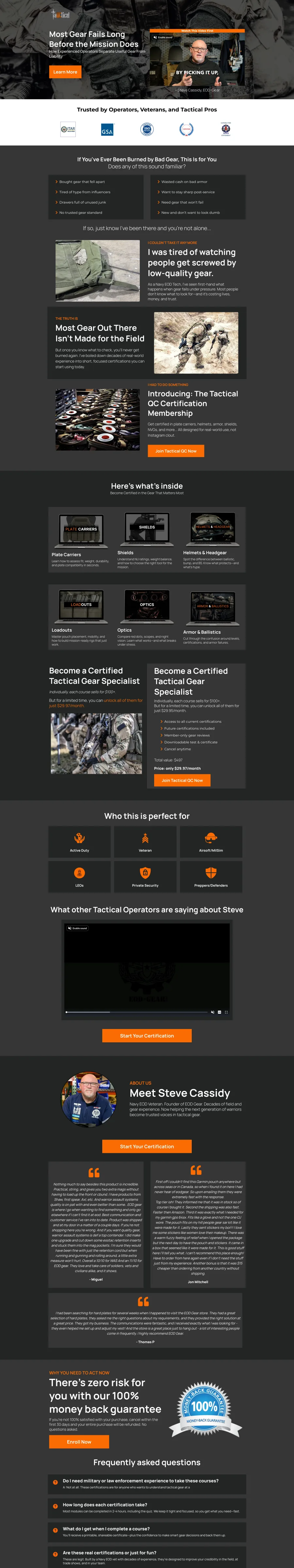 Tactical QC certification membership funnel